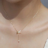 925 Silver Elf Necklace Zircon Angel Light Tassel Star Chain