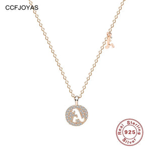 925 Silver European American Light ins 26 Letters Zircon Pendant Necklace