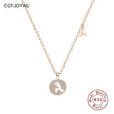 925 Silver European American Light ins 26 Letters Zircon Pendant Necklace