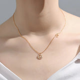 925 Silver European American Light ins 26 Letters Zircon Pendant Necklace