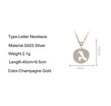 925 Silver European American Light ins 26 Letters Zircon Pendant Necklace