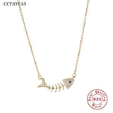 925 Silver Fishbone Necklace Women Creative Clavicle Chain
