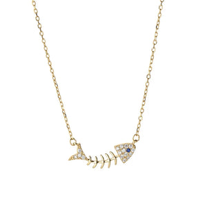 925 Silver Fishbone Necklace Women Creative Clavicle Chain