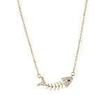925 Silver Fishbone Necklace Women Creative Clavicle Chain