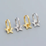 925 Silver Star Circle Earrings for Women European American Jewelry