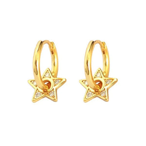 925 Silver Star Circle Earrings for Women European American Jewelry