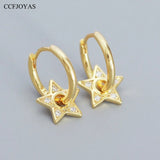 925 Silver Star Circle Earrings for Women European American Jewelry