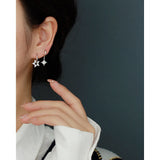 925 Silver Star Circle Earrings for Women European American Jewelry