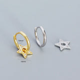 925 Silver Star Circle Earrings for Women European American Jewelry