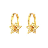 925 Silver Star Circle Earrings for Women European American Jewelry