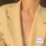 925 Silver Small Square Diamond Pendant Necklace Women 14k Plated Chain