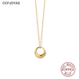925 Silver Circle Pendant Necklace Women Clavicle Chain Jewelry