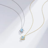 925 Silver Star Pendant Necklace with Zircon Clavicle Chain