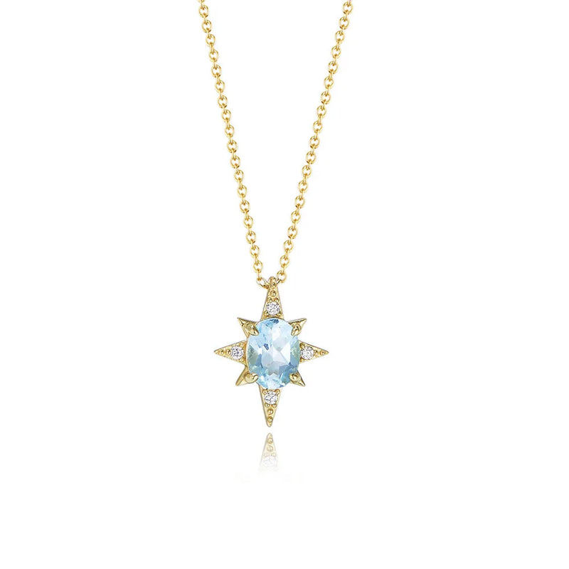 925 Silver Star Pendant Necklace with Zircon Clavicle Chain