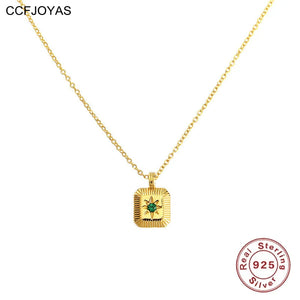 925 Silver Emerald Zircon Pendant Necklace for Women
