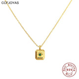 925 Silver Emerald Zircon Pendant Necklace for Women