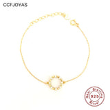 925 Silver Zircon Round Bracelet Geometric Style