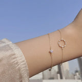 925 Silver Zircon Round Bracelet Geometric Style