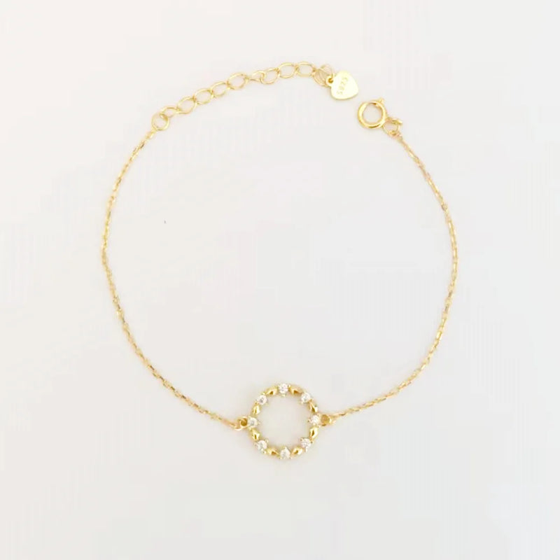 925 Silver Zircon Round Bracelet Geometric Style