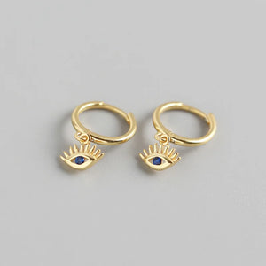 925 Silver Eye Shaped Hoop Earrings for Women
