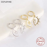 925 Silver Eye Shaped Hoop Earrings for Women