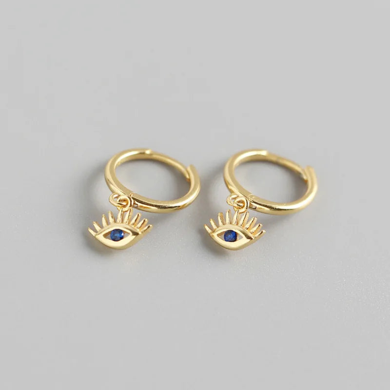 925 Silver Eye Shaped Hoop Earrings for Women