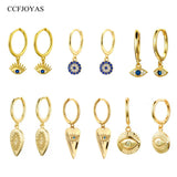 925 Silver Eye Shaped Hoop Earrings for Women