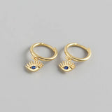 925 Silver Eye Shaped Hoop Earrings for Women