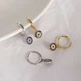 925 Silver Eye Shaped Hoop Earrings for Women