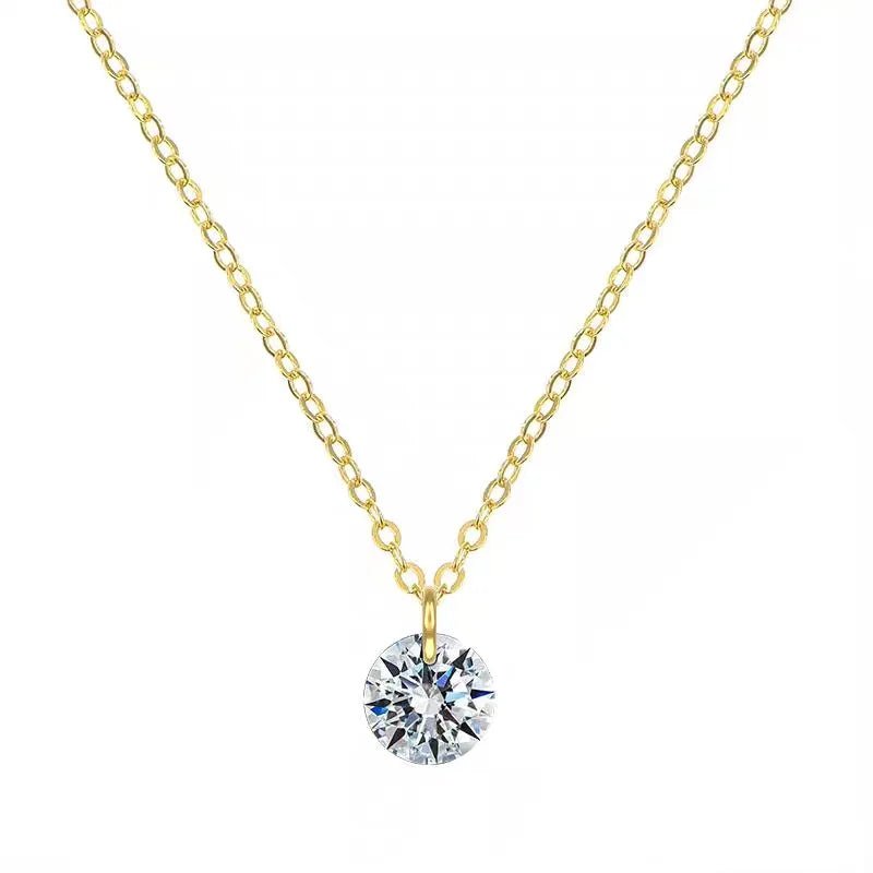 925 Silver Chain Necklace Flash Zircon Wedding Gift