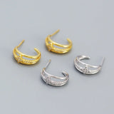 925 Sterling Silver Three-layer C-shaped Earrings for Women