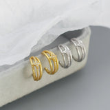 925 Sterling Silver Three-layer C-shaped Earrings for Women