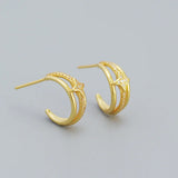 925 Sterling Silver Three-layer C-shaped Earrings for Women