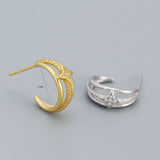 925 Sterling Silver Three-layer C-shaped Earrings for Women