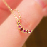 925 Silver Gold Moon Necklace Ruby Pendant Chain