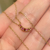 925 Silver Gold Moon Necklace Ruby Pendant Chain