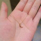 925 Silver Gold Moon Necklace Ruby Pendant Chain