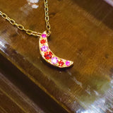 925 Silver Gold Moon Necklace Ruby Pendant Chain
