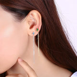 925 Silver Two Leaves Zircon Stud Earrings for Women