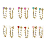 925 Silver Heart Shaped Enamel Zircon Drop Earrings