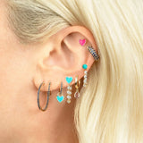 925 Silver Heart Shaped Enamel Zircon Drop Earrings