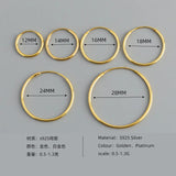 925 Silver Hip Hop Big Hoop Earrings Slim Round Earrings for Women