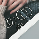 925 Silver Hip Hop Big Hoop Earrings Slim Round Earrings for Women