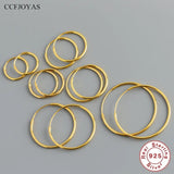 925 Silver Hip Hop Big Hoop Earrings Slim Round Earrings for Women