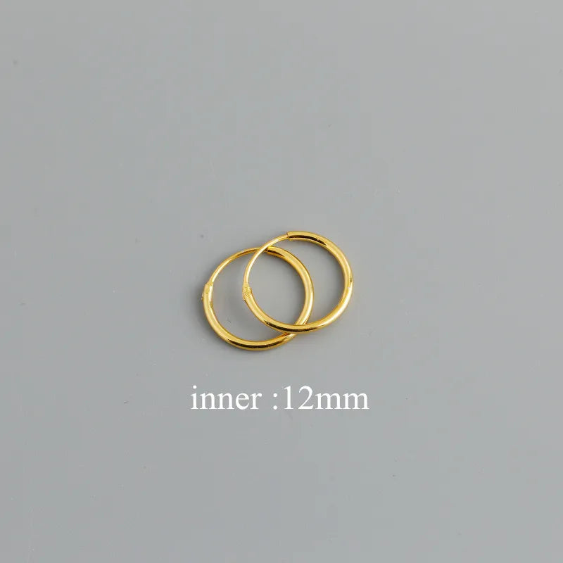 925 Silver Hip Hop Big Hoop Earrings Slim Round Earrings for Women