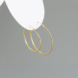 925 Silver Hip Hop Big Hoop Earrings Slim Round Earrings for Women