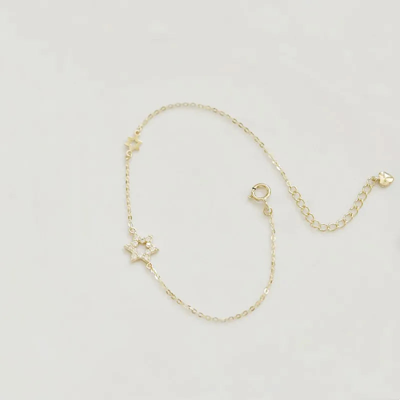 925 Silver Zircon Bracelet for Girl Japanese INS Silver Jewelry