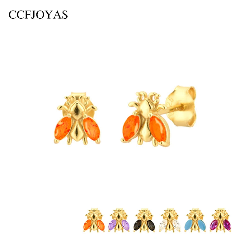925 Silver Honeybee Stud Earrings Minimalist Bee Earrings