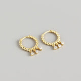 925 Silver Hoop Earrings 9.5mm Round Circle Zircon Light Jewelry