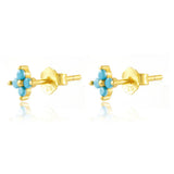 925 Silver Geometric Zircon Flower Earrings for Women